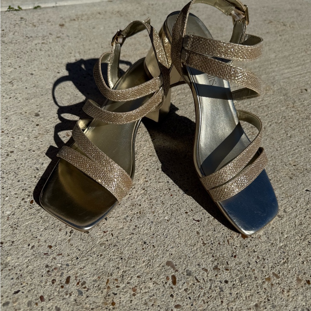 Dream Pairs Shimmering Gold Strappy Heels
